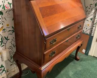 Vintage Queen Anne Style Slant Front Secretary Desk