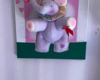 Jane Olson Elephant 3D Wall Art with Plush Details