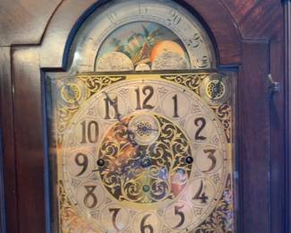 Vintage Mahogany Grandfather Clock with Moon Phase Dial Wintergalder & Hofmeier (W. & H. Sch)Includes Key