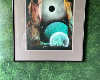 Framed Celestial Fantasy Space Spray Paint Art