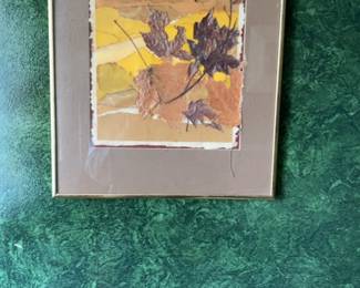 Autumn Leaf Collage Mixed Media Framed Wall Art