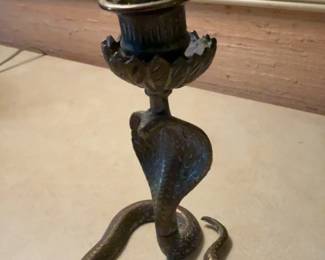 Vintage Brass Cobra Snake Candle Holder