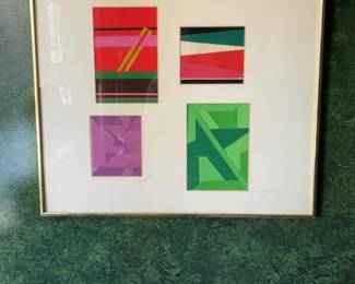 Geometric Abstract Paper Collage Art Signed by Lynda Ratner