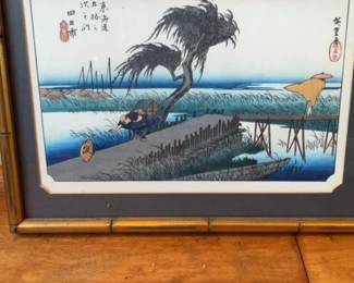 Hiroshige Framed Ukiyo-e Woodblock Prints Set