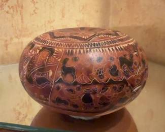 Vintage Hand-Carved Peruvian Mates Burilado Gourd