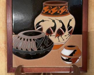 Southwestern Pottery Still Life Framed Decorative Tile