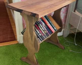 Vintage Handcrafted Wooden V-Shaped Book Trough Floor Rack