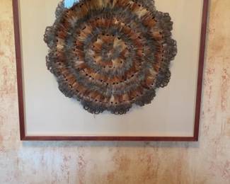 Vintage Handmade Pheasant Feather Wall Art Mandala