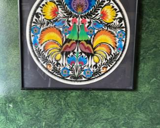Vintage Polish Wycinanki Framed Paper Cut Art
