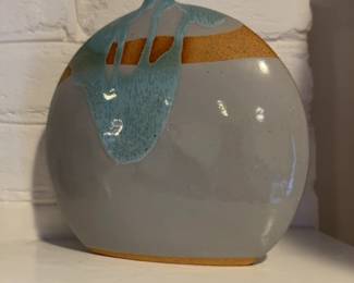 Modern Handcrafted Stoneware Bud Vase with Drip Glaze