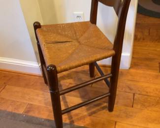 Mid-Century Modern Teak Chair with Woven Rush Seat
