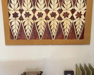 Vintage Hand-Painted Polynesian Tapa Cloth Wall Art