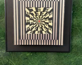 Op Art Geometric Framed Wall Decor
