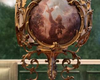 Antique Victorian Gilt Bronze and Mother of Pearl Table Lamp