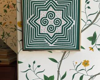 Vintage Framed Hmong Paj Ntaub Story Cloth Embroidery