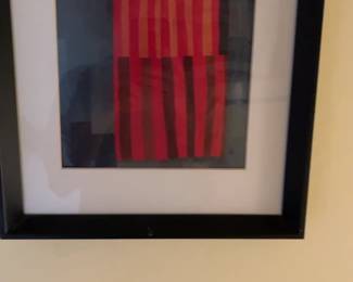 Framed Abstract Striped Textile Wall Art