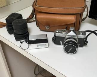 Konica Autoreflex T 35mm Camera & Leather Camera Bag and Lens Cases Set