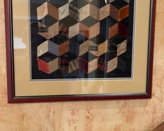 Framed Geometric Textile Wall Art