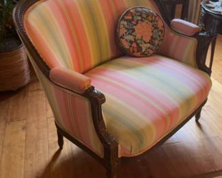 French Provincial Style Striped Settee