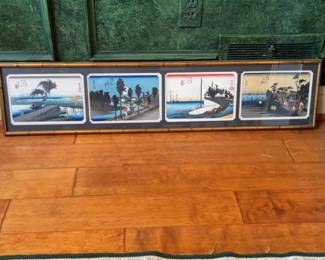 Hiroshige Framed Ukiyo-e Woodblock Prints Set