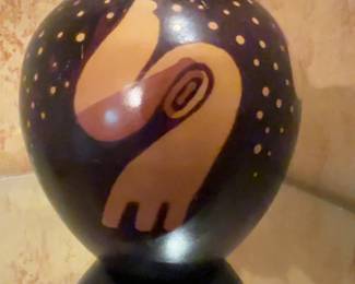 Southwestern Native American Style Polished Black Pottery Vase