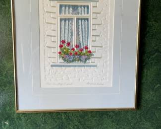 Margaret Hardy Framed Embossed Floral Watercolor