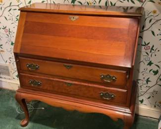 Vintage Queen Anne Style Slant Front Secretary Desk