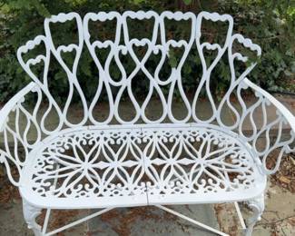 Vintage Cast Iron Outdoor Garden Bench