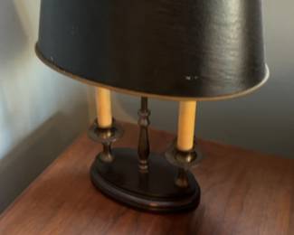Brass Bouillotte Table Lamp with Black Tôle Shade