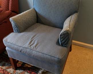 Blue Damask Upholstered Armchair