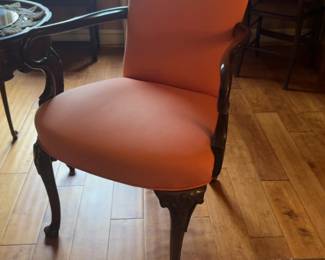 Queen Anne Style Accent Chair with Terracotta Upholstery