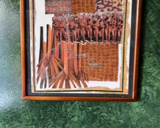 Framed African-Inspired Mixed Media Collage Art