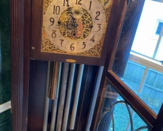 Vintage Mahogany Grandfather Clock with Moon Phase Dial Wintergalder & Hofmeier (W. & H. Sch)Includes Key
