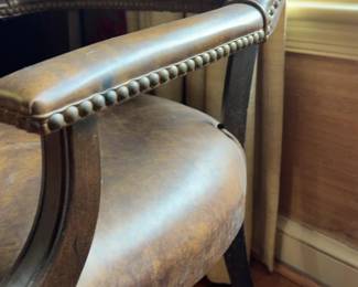 Vintage Faux Leather Tub Chair with Nailhead Trim