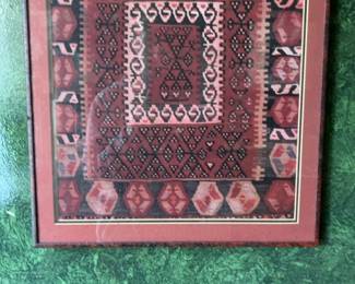 Framed Vintage Kilim Textile Art