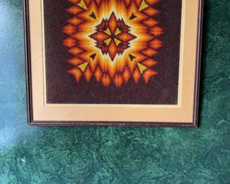 Framed Geometric Mandala Needlepoint Wall Art
