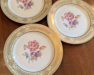 Tirschenreuth Bavaria 'In Studio' Service Plates – 22k Gold & Hand-Painted Floral (12 plates)