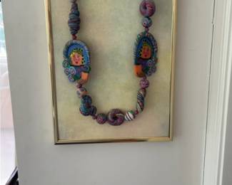 Vibrant Mixed Media Polymer Clay Beaded Art Shadow Box