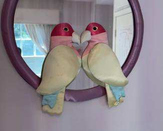 Vintage Satin Lovebird Wall Mirror
