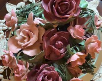 Vintage Capodimonte Style Porcelain Floral Arrangement