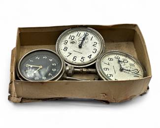 Waltham and Jaeger 8Day Automobile Dashboard Clocks, Lot of Three