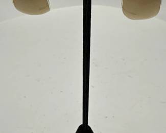 Pair Of Beige Enamel Clam Shell Style Earrings