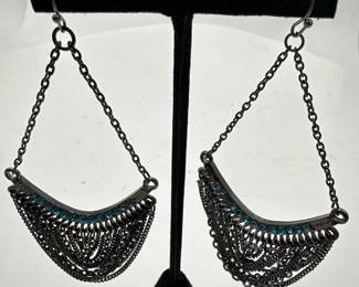 Pair Of SilverTone Bohemian ChainDraped Style Earrings