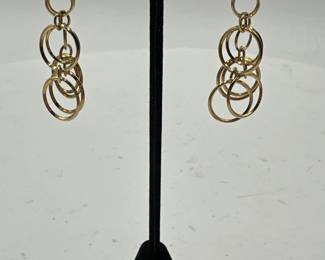 Pair Of Vintage GoldTone MultiCircle Dangle Earrings