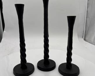 Set Of Three Pottery Barn Easton ForgedIron Taper Candleholders
