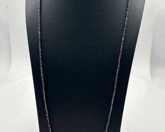 Single Strand Necklace Of Tiny Faceted Black Beads