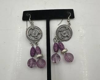 Pair Of Floral Medallion Dangle Earrings