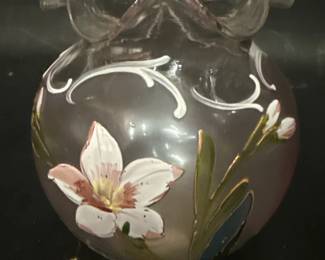 Vintage HandPainted Glass Rose Bowl Vase
