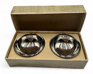 Vintage Silver Plated Footed Salt Cellars, Pair, Japan, Boxed