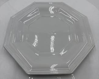 Octagonal Ceramic White Plate Made In Italy